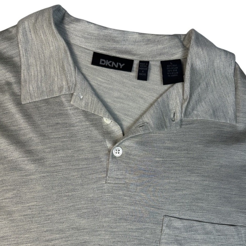 Donna Karan New York Mens Large Silk Shirt Heather‎ Gray Casual DKNY Pullover